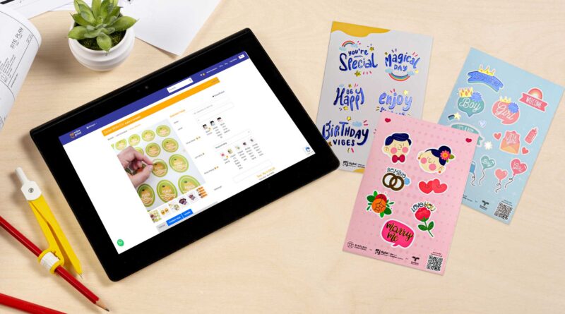 Ilustrasi cetak sticker A3+ custom di onlineprint.co.id