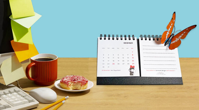 Ilustrasi kalender meja custom di Online Print