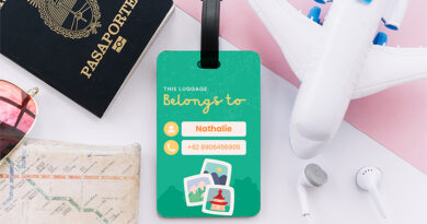 Ilustrasi luggage tag custom di onlineprint.co.id