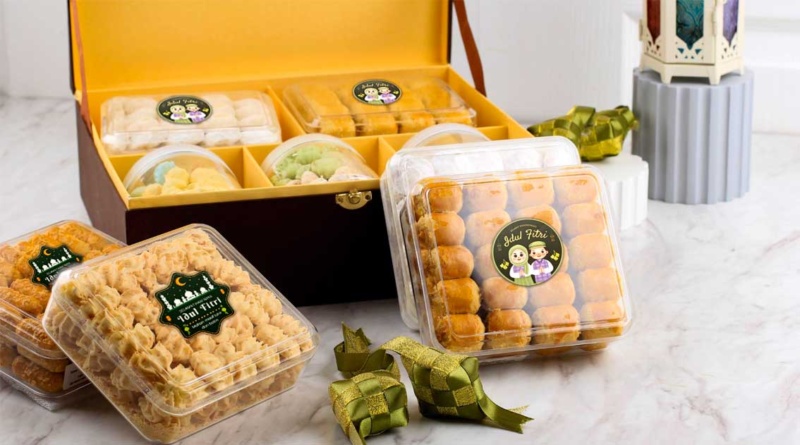 ilustrasi cetak stiker ucapan Lebaran untuk promosi