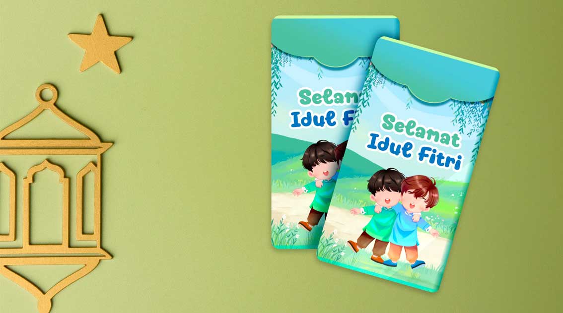 Desain amplop THR ilustrasi.