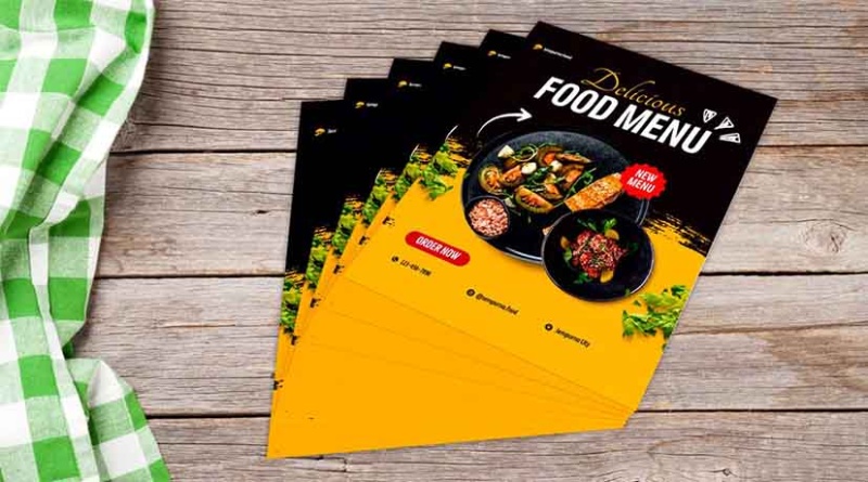 Ilustrasi desain grafis brosur makanan