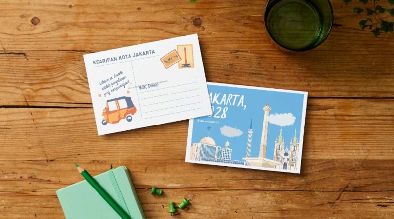 ilustrasi kartu pos untuk promosi