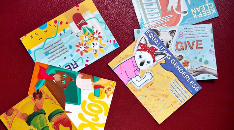 Ilustrasi berbagai bahan art print